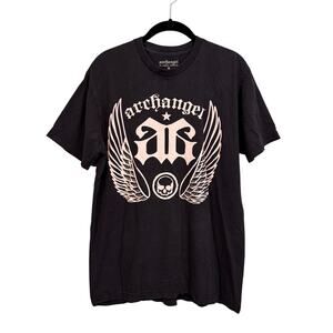 Archangel T-Shirt Mens L Black Graphic Skull Grunge Emo Y2K Gothic Cyber Skater